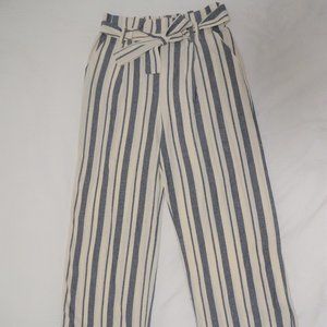 Nasty Gal blue and white striped cropped pants